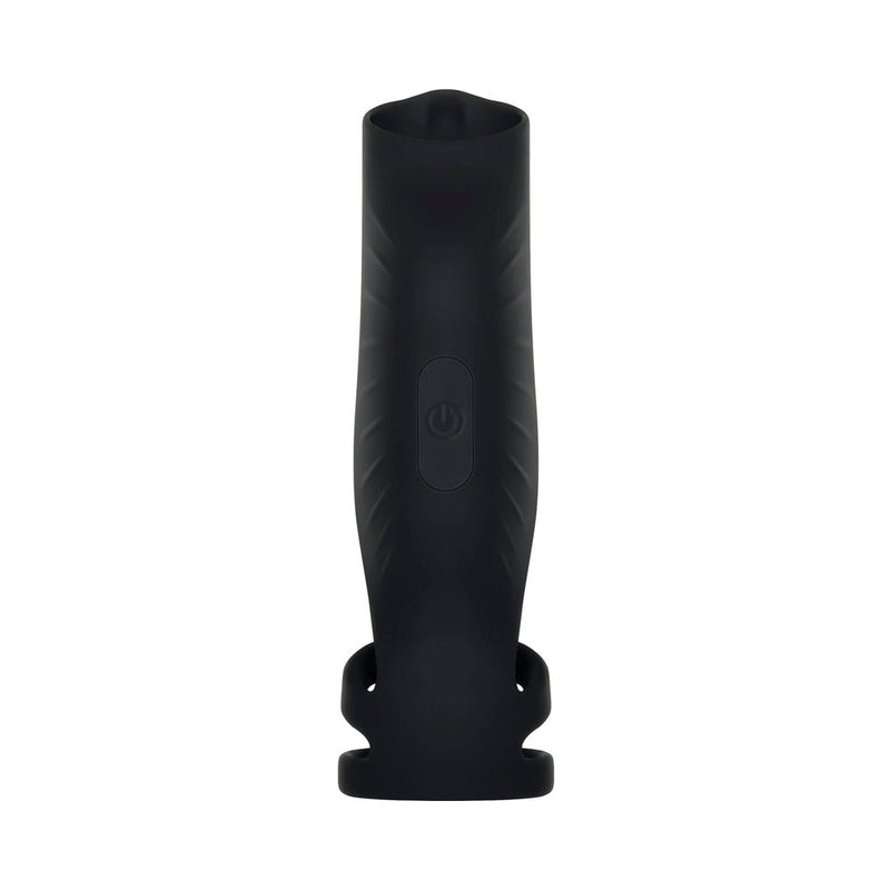 Gender X Rocketeer Rechargeable Triple-Ring Vibrating Silicone Penis Sheath Black