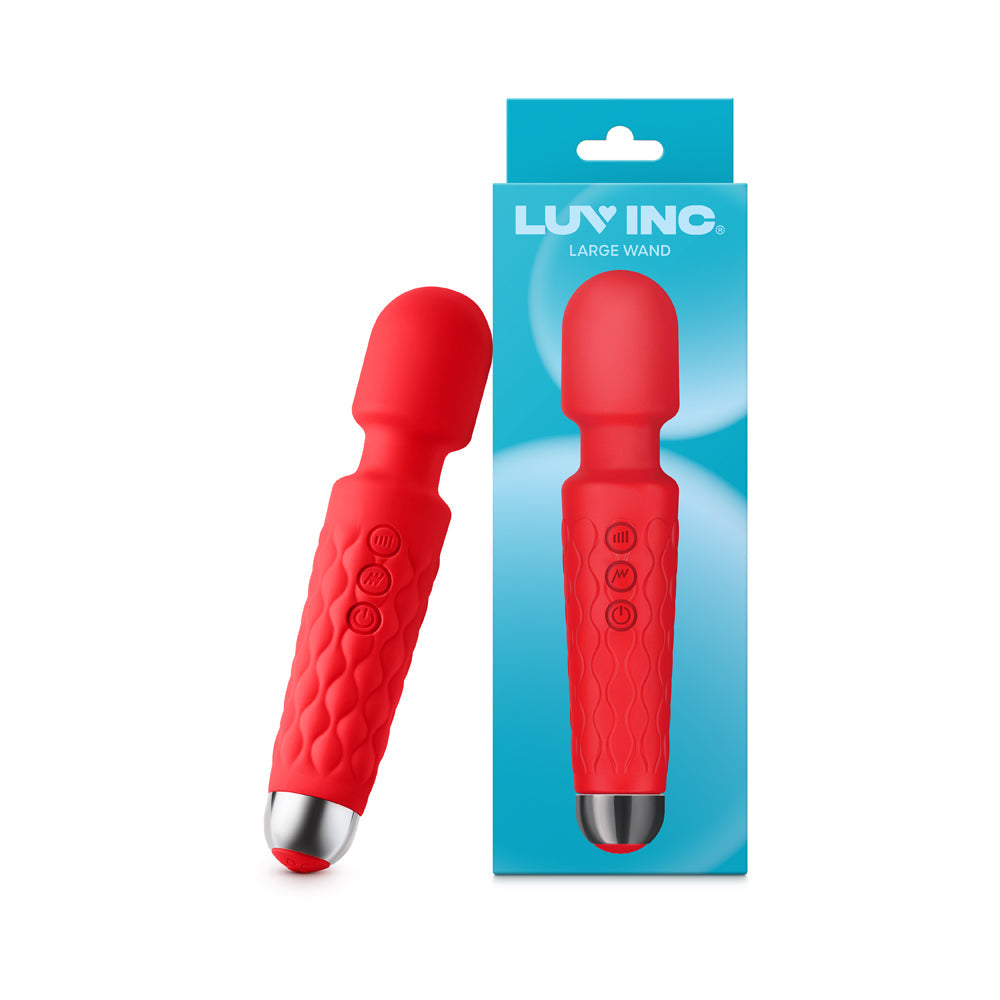 Luv Inc Lw96 Large Wand Rechargeable Flexible Silicone Vibrator Red