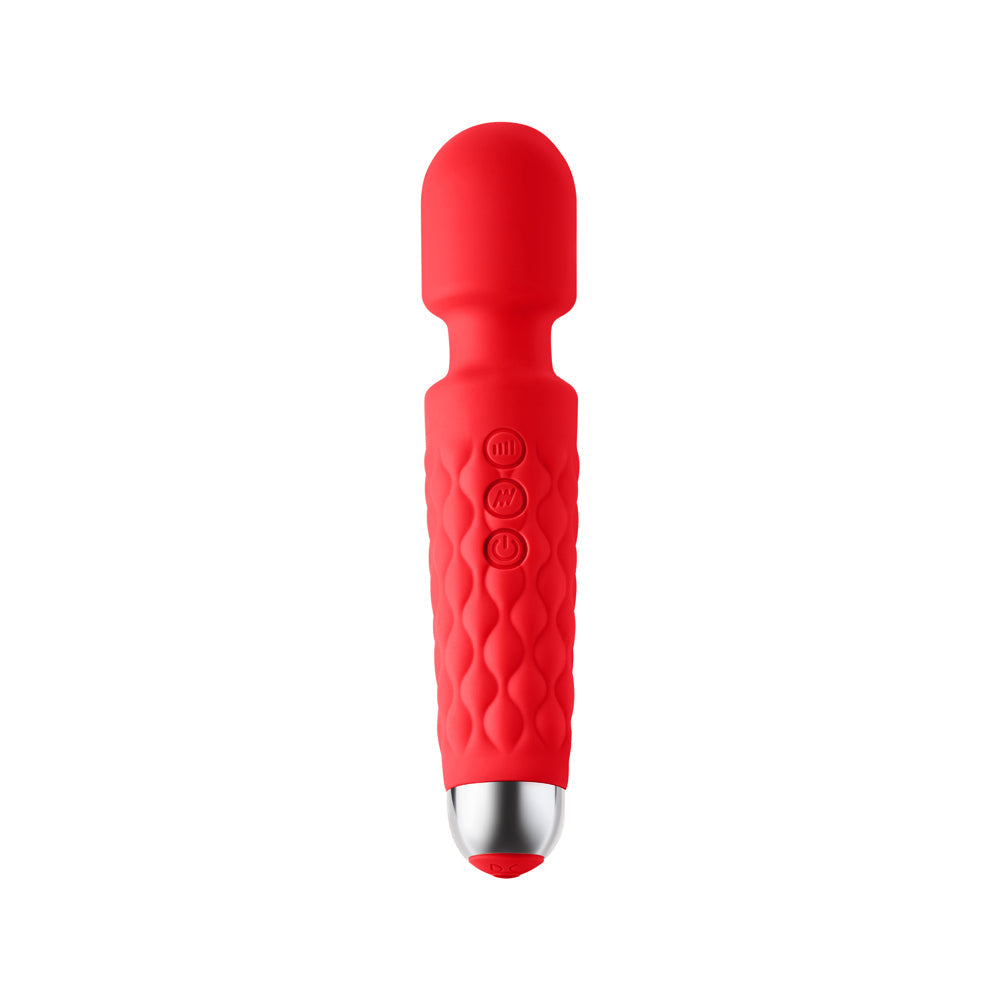 Luv Inc Lw96 Large Wand Rechargeable Flexible Silicone Vibrator Red