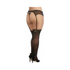Dreamgirl Plus-Size Sheer Nylon Thigh-High Stockings With Lace Top Black Queen