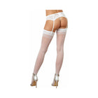 Dreamgirl Sheer Thigh-High Stockings With Plain Top and Back Seam White OS