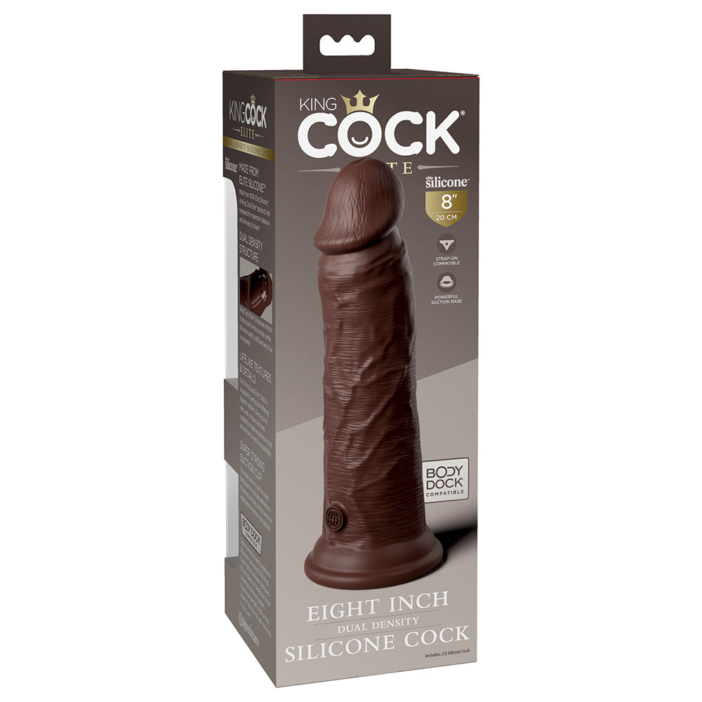 King Cock Elite 8 in. Dual Density Silicone Cock Realistic Dildo With Suction Cup Brown