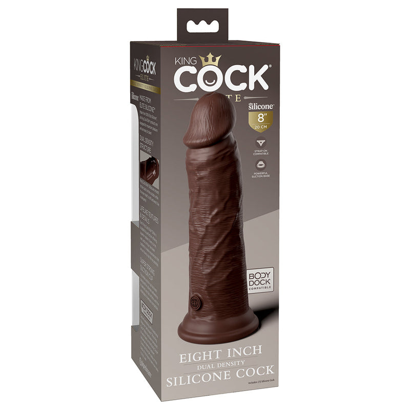 King Cock Elite 8 in. Dual Density Silicone Cock Realistic Dildo With Suction Cup Brown
