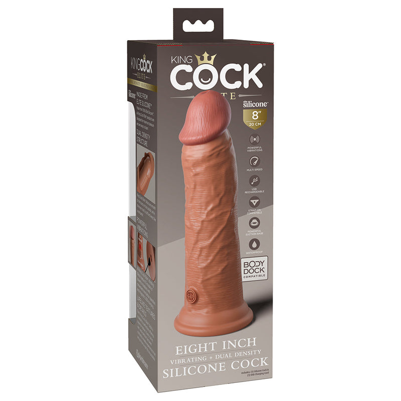 King Cock Elite 8 in. Vibrating Realistic Dildo With Suction Cup Tan