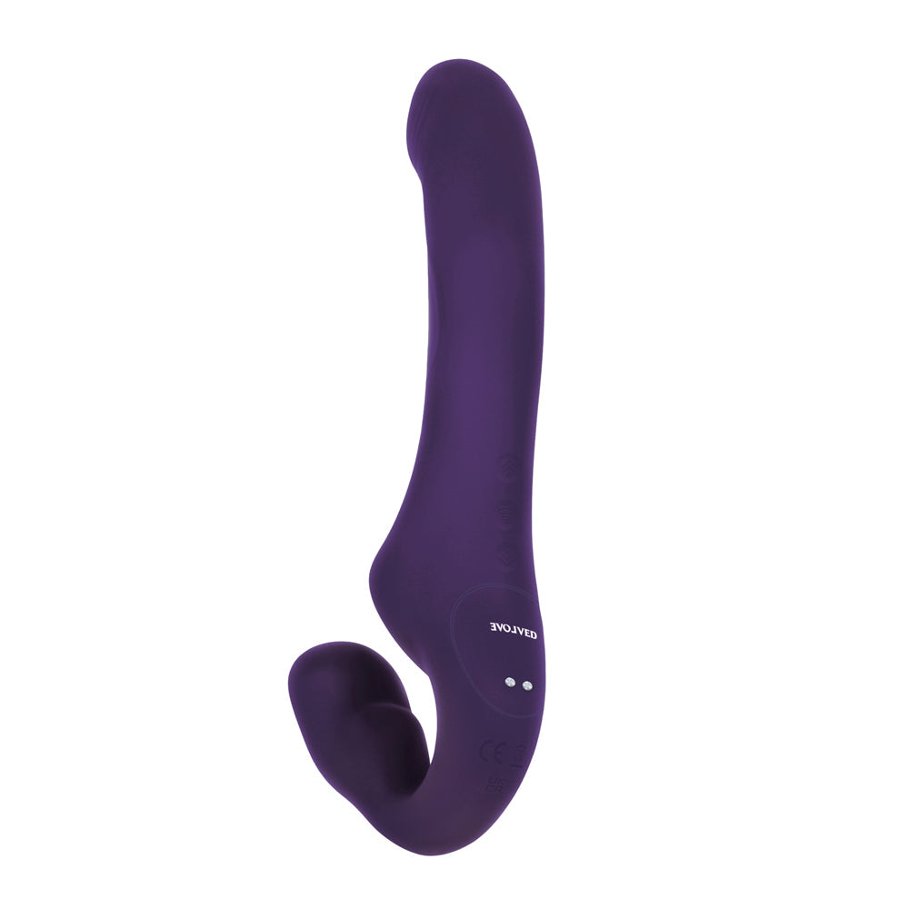 Evolved 2 Become 1 Rechargeable Remote-Controlled Silicone Strapless Strap-On With Suction Purple