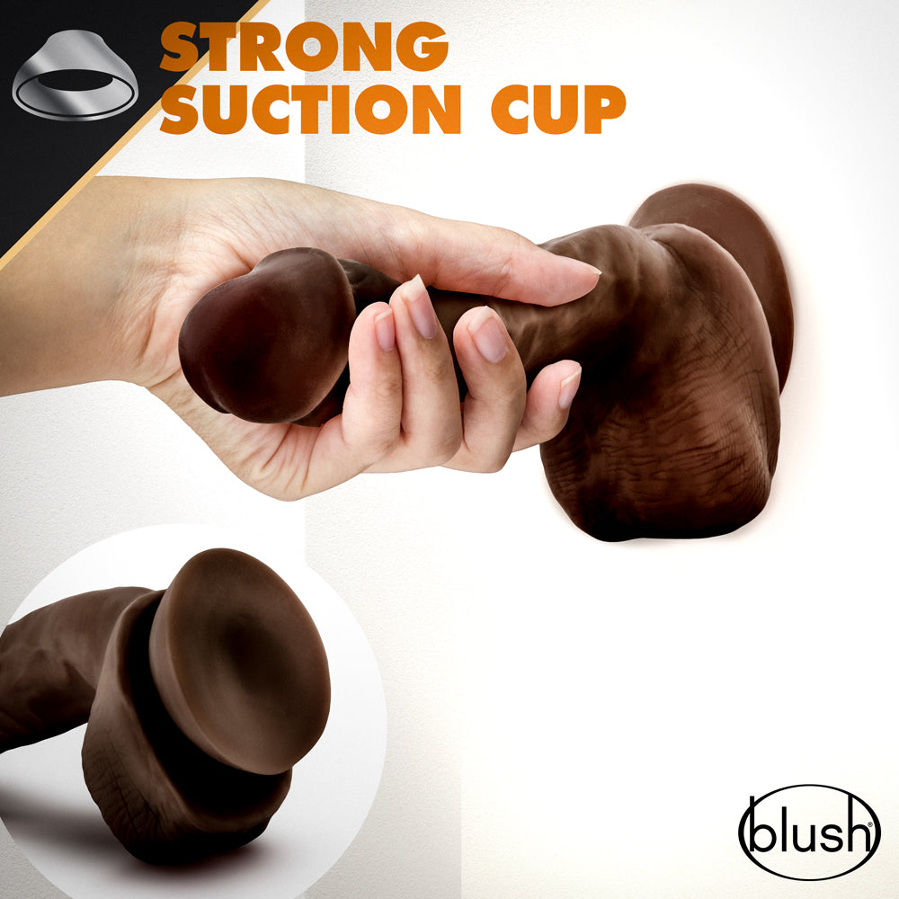 Dr. Skin Glide Realistic 8.5 in. Self-Lubricating Dildo with Balls Brown