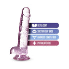 Naturally Yours Crystalline 7 in. Dildo with Balls Rose
