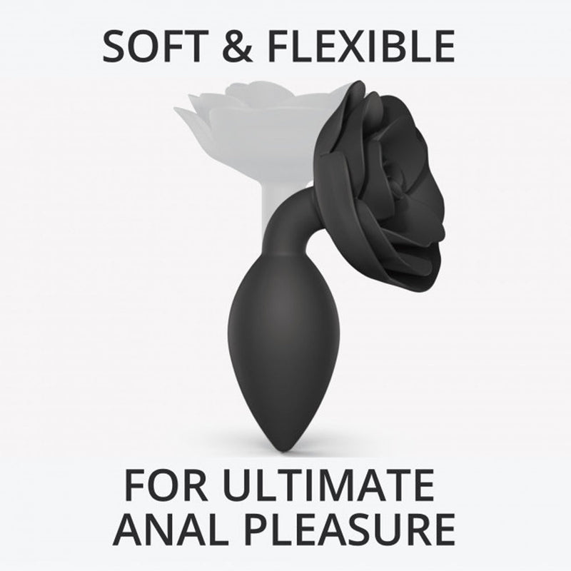 Love to Love Open Roses Silicone Anal Plug Black Onyx Large