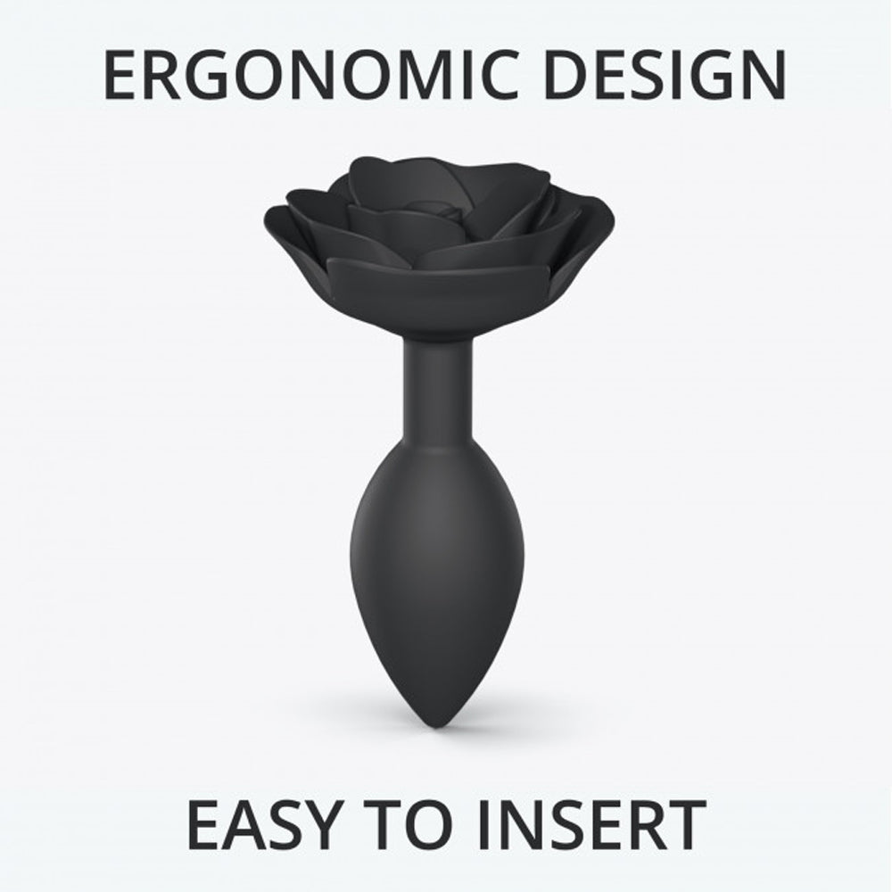 Love to Love Open Roses Silicone Anal Plug Black Onyx Large
