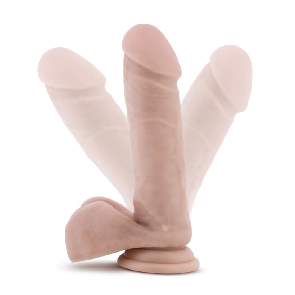 Dr. Skin Plus Realistic 8 in. Triple Density Posable Dildo with Balls Beige