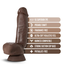 Dr. Skin Plus Thick 8 in. Triple Density Posable Dildo with Balls Brown