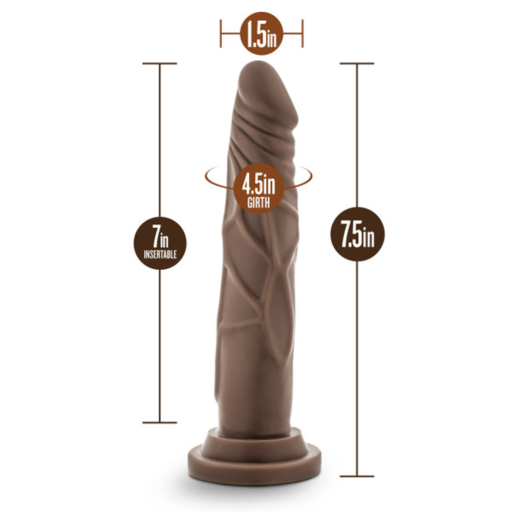 Dr. Skin Silicone Dr. Carter Realistic 7 in. Posable Dildo Brown