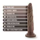 Dr. Skin Silicone Dr. Carter Realistic 7 in. Posable Dildo Brown