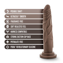 Dr. Skin Silicone Dr. Carter Realistic 7 in. Posable Dildo Brown