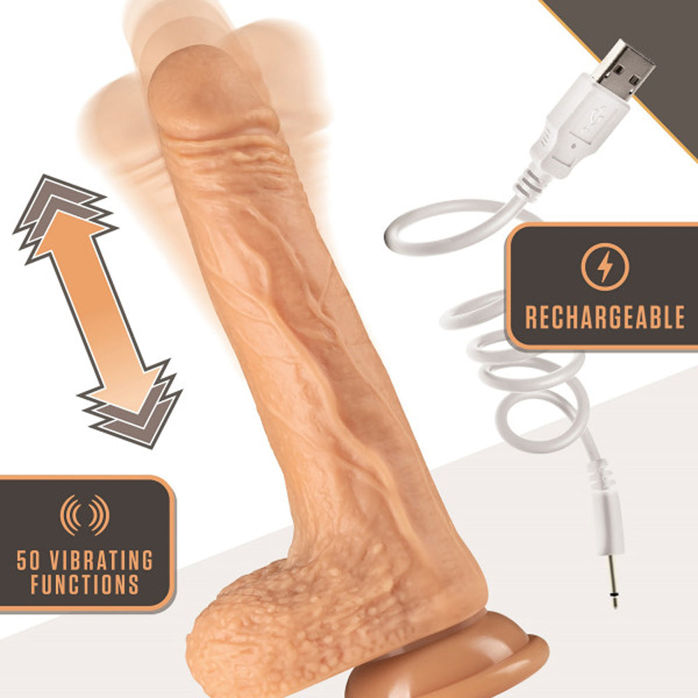 Dr. Skin Dr. Grey Remote-Controlled 7 in. Thumping Dildo with Balls Beige