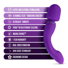Wellness Dual Sense Rechargeable Silicone Dual Ended G-Spot & Wand Vibrator Purple