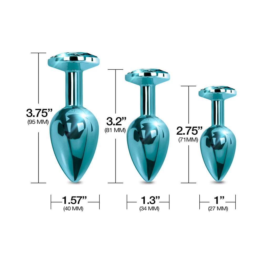 Nixie Metal Butt PlugÂ TrainerÂ Set 3-Piece Blue Metallic