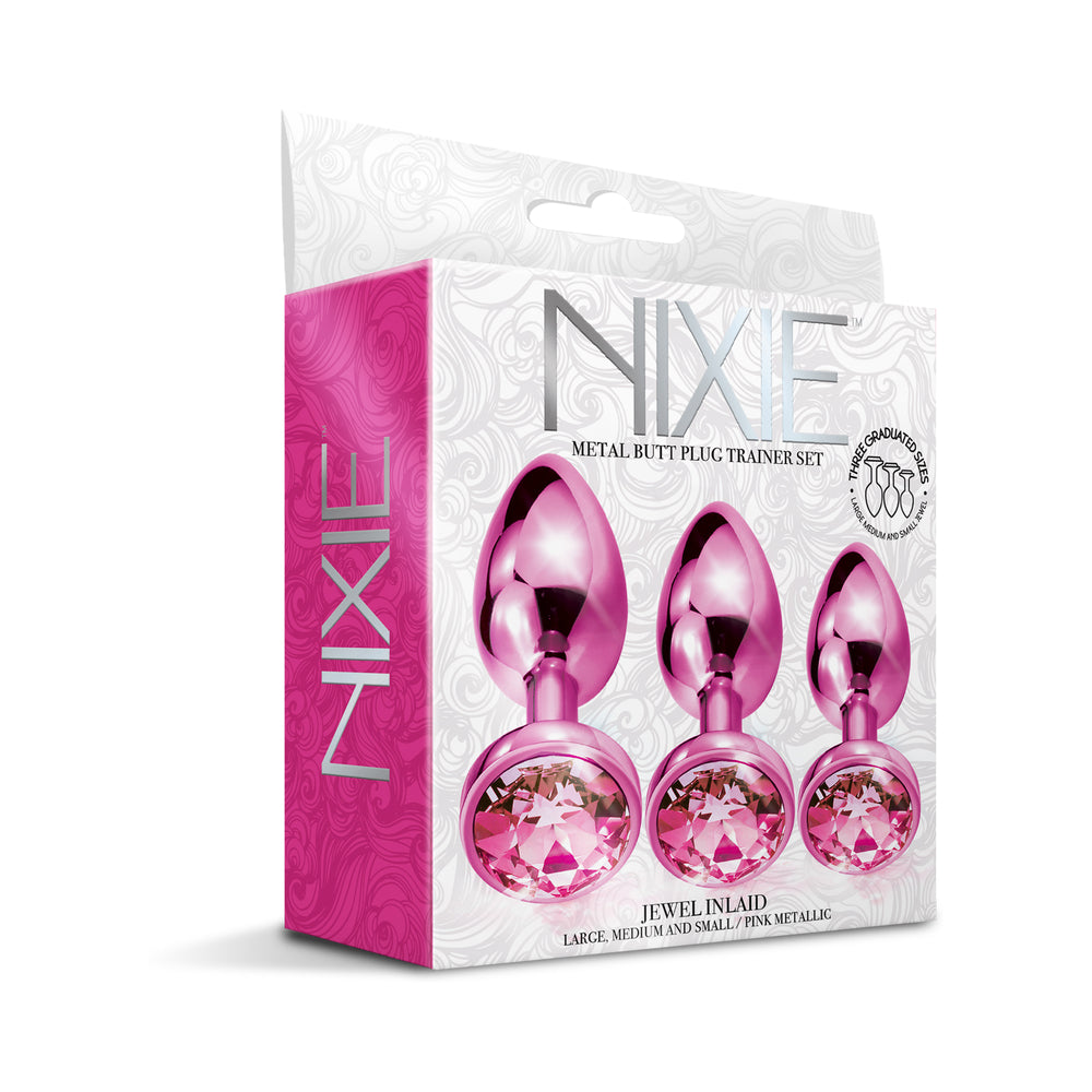 Nixie Metal Butt PlugÂ TrainerÂ Set 3-Piece Pink Metallic