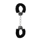 Ouch! Black & White Beginner Pleasure Furry Wrist Cuffs With Quick-Release Button Black