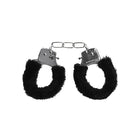 Ouch! Black & White Beginner Pleasure Furry Wrist Cuffs With Quick-Release Button Black