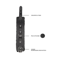 Ouch! Black & White Adjustable Plush Bonded Leather Hand Cuffs Black