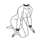 Ouch! Black & White Adjustable Bonded Leather Collar With Hand Cuffs & Chain Black