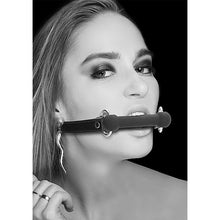 Ouch! Black & White Silicone Bit Gag With Adjustable Bonded Leather Straps Black