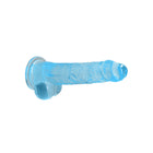 RealRock Crystal Clear Realistic 8 in. Dildo With Balls and Suction Cup Blue