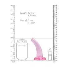 RealRock Crystal Clear Non-Realistic 5 in. Curved Dildo With Suction Cup Pink