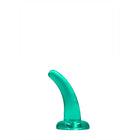 RealRock Crystal Clear Non-Realistic 5 in. Curved Dildo With Suction Cup Turquoise