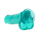 RealRock Crystal Clear Realistic 10 in. Dildo With Balls and Suction Cup Turquoise