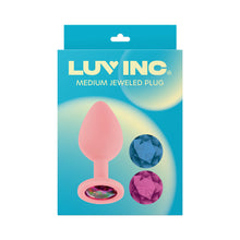 Luv Inc Jp32 Jeweled Medium Plug Silicone with 3-Piece Interchangeable Gems Pink