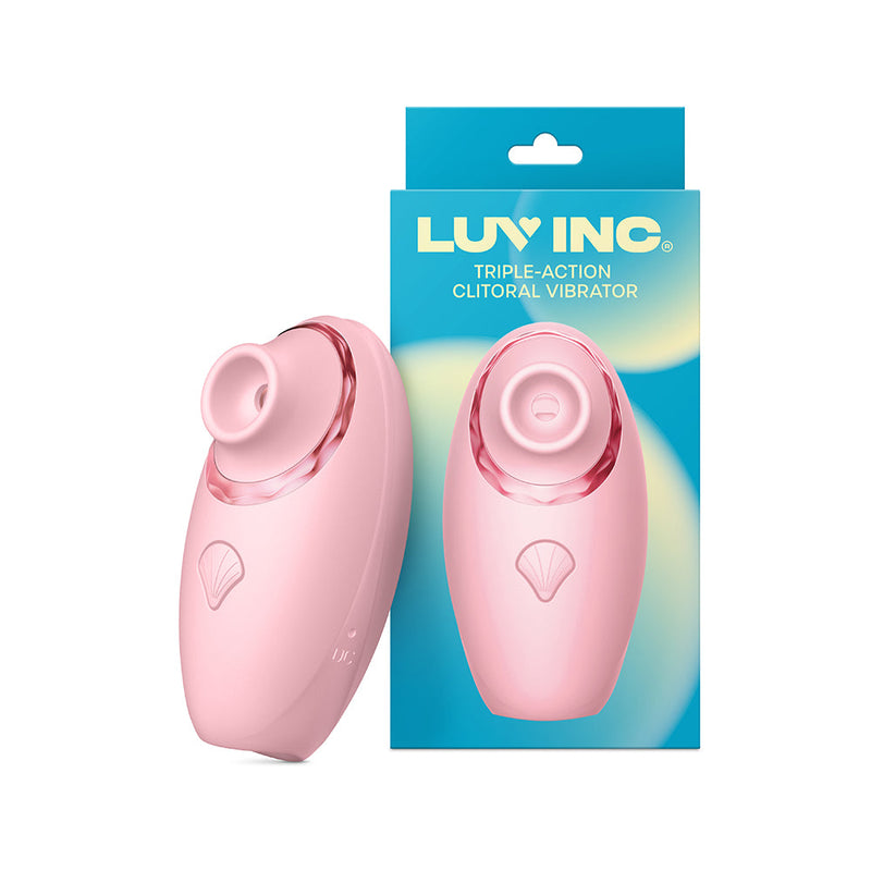 Luv Inc Tv11 Triple-Action Clitoral Vibrator Rechargeable Silicone 3-in-1 Stimulator Pink