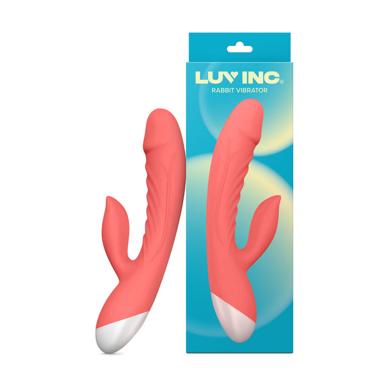 Luv Inc Rv20 Rabbit Vibrator Rechargeable Silicone Dual Stimulator Coral