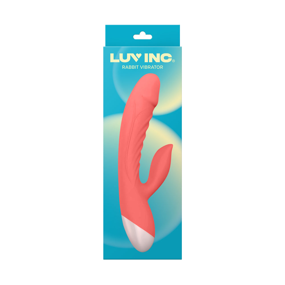 Luv Inc Rv20 Rabbit Vibrator Rechargeable Silicone Dual Stimulator Coral