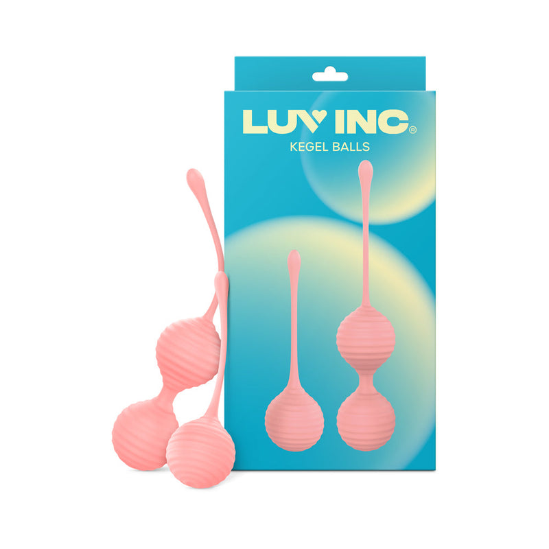 Luv Inc Kg88 Kegel Balls Ribbed Silicone 2-Piece Set Light Pink