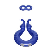 Forto F-24 Rechargeable Silicone Textured Vibrating Cockring Blue