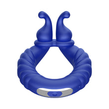 Forto F-24 Rechargeable Silicone Textured Vibrating Cockring Blue