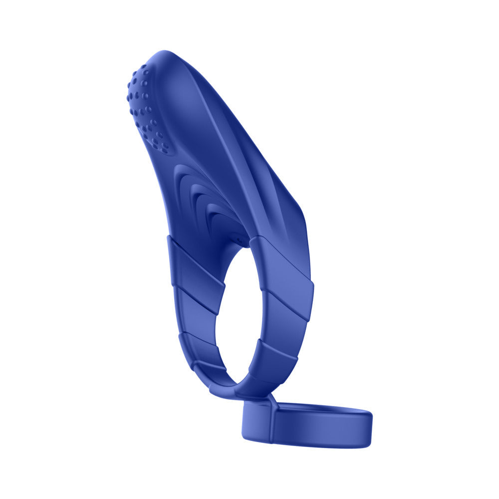 Forto F-48 Rechargeable Silicone Perineum Vibrating Double Cockring Blue