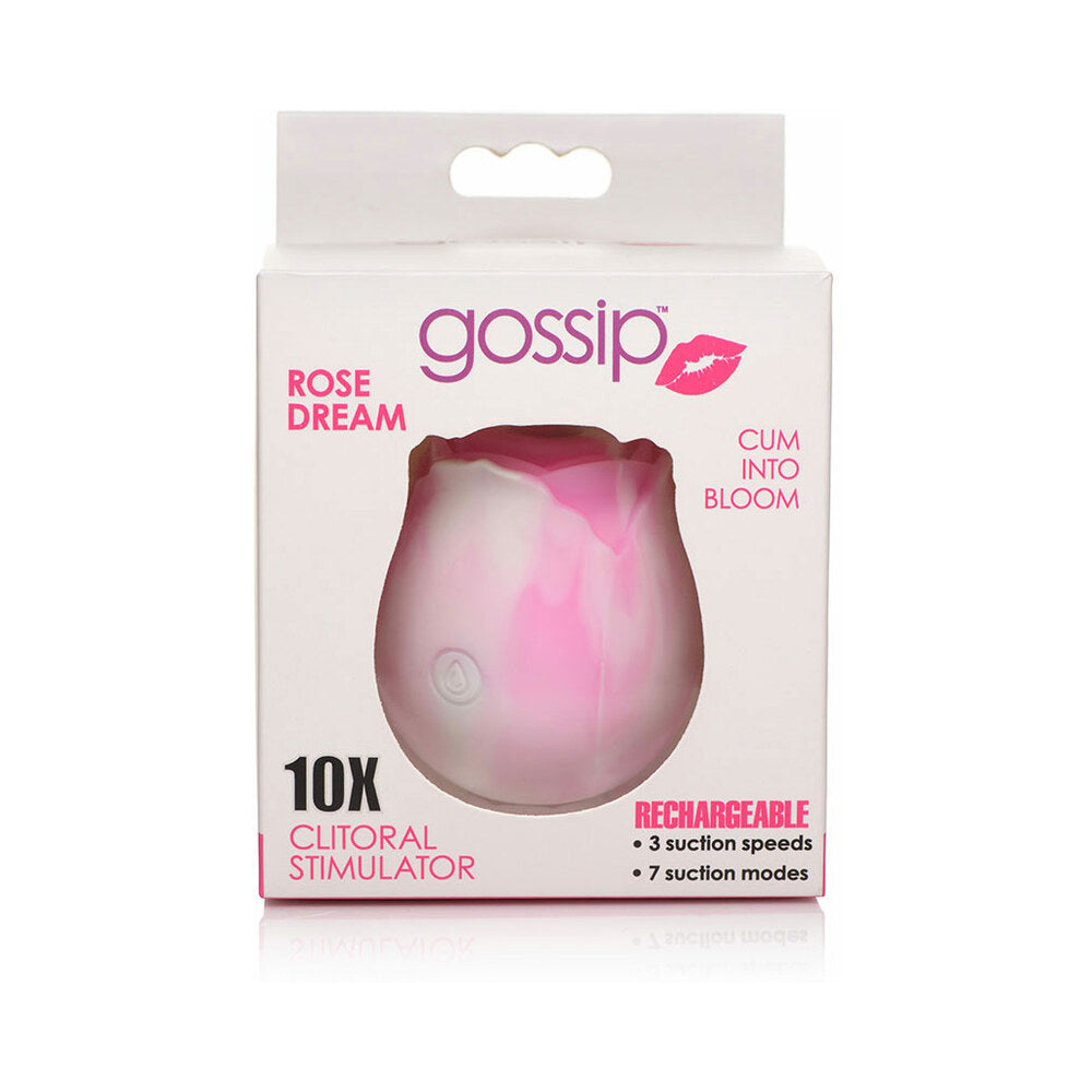 Curve Toys Gossip Cum Into Bloom Rechargeable Silicone Clitoral Stimulator Rose Dream Swirl