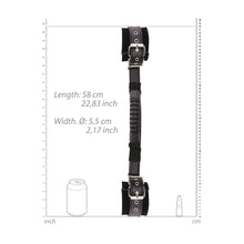 Ouch! Black & White Adjustable Bonded Leather Wrist Cuffs With Handle Black