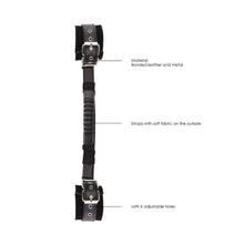 Ouch! Black & White Adjustable Bonded Leather Wrist Cuffs With Handle Black