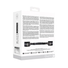 Ouch! Black & White Adjustable Bonded Leather Wrist Cuffs With Handle Black