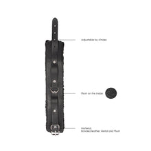 Ouch! Black & White Adjustable Plush Bonded Leather Ankle Cuffs Black