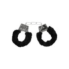 Ouch! Black & White Pleasure Furry Handcuffs with Quick-Release Button