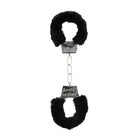 Ouch! Black & White Pleasure Furry Handcuffs with Quick-Release Button