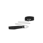 Ouch! Black & White Adjustable Velcro Collar With Leash & Wrist Cuffs Black