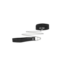 Ouch! Black & White Adjustable Velcro Collar With Leash & Wrist Cuffs Black