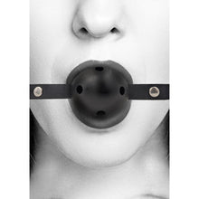 Ouch! Black & White Breathable Ball Gag With Bonded Leather Straps Black