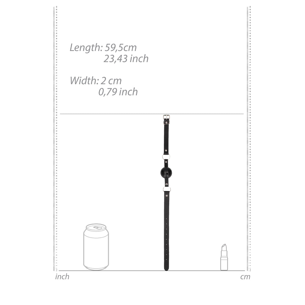 Ouch! Black & White Breathable Ball Gag With Bonded Leather Straps Black